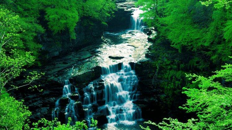 nature, Landscape, Waterfall, Edited HD Wallpaper Desktop Background