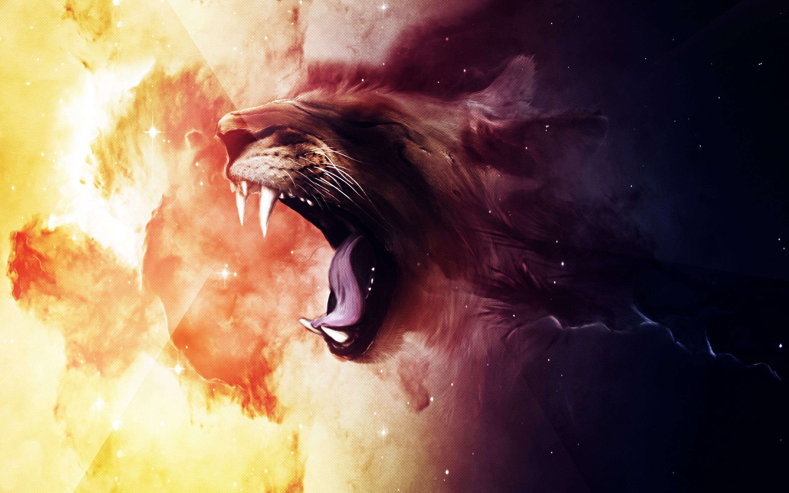artwork, Fantasy Art, Abstract, Space, Lion, Clouds, Stars Wallpaper