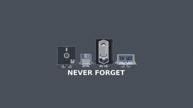 vintage, Gray, Minimalism, VHS, Floppy Disk, Tape, Humor, Nostalgia, Computer HD Wallpaper Desktop Background