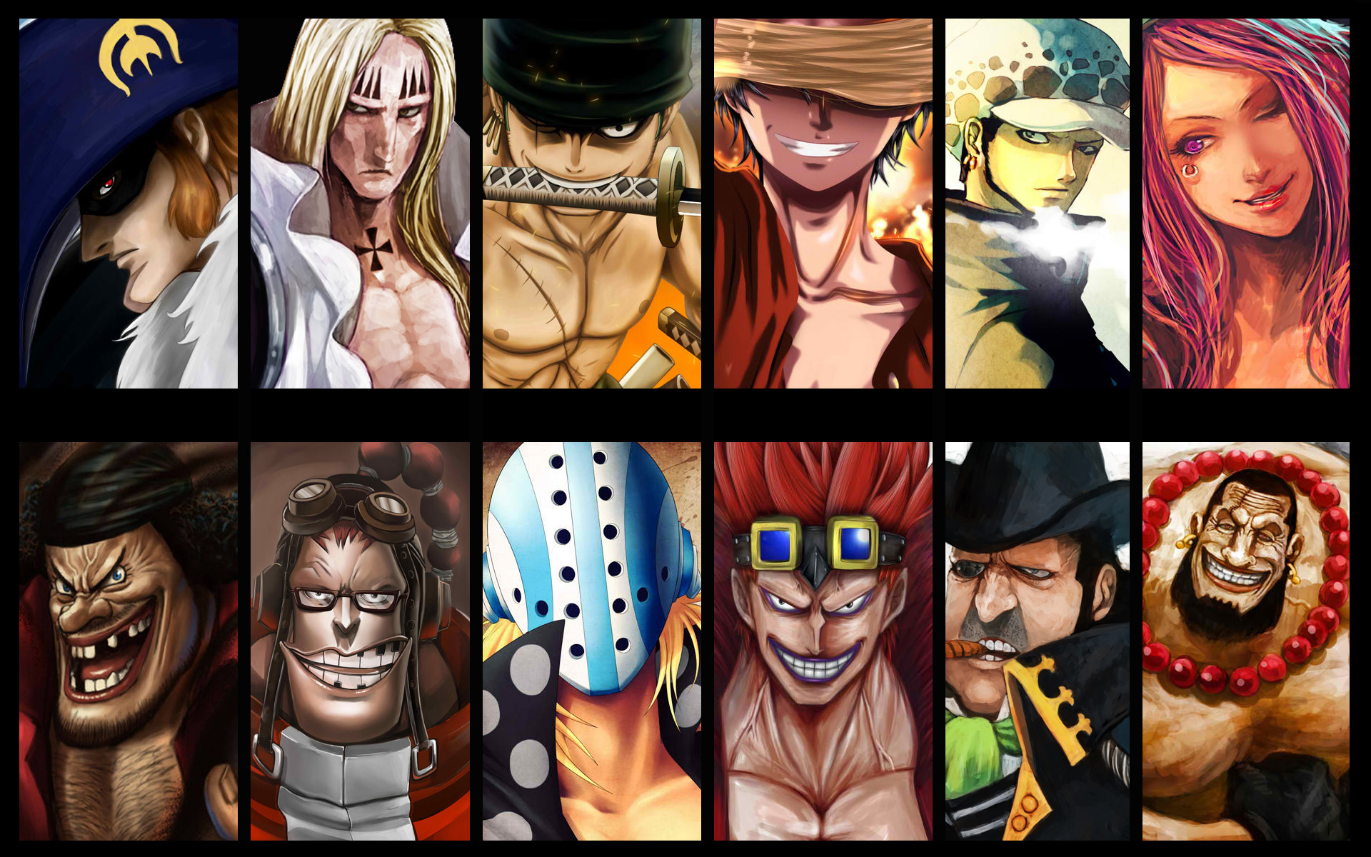 anime, One Piece, Trafalgar Law, Monkey D. Luffy, Roronoa Zoro, Marshall D. Teach Wallpaper