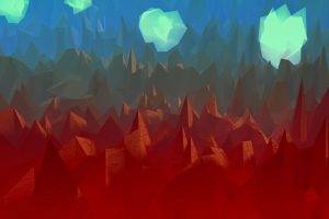artwork, Mountain, Clouds, Abstract, Digital Art, Low Poly, Landscape