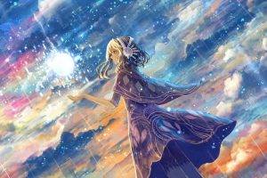 artwork, Fantasy Art, Anime, Magic, Stars, Clouds, Sky