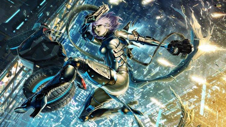 artwork, Fantasy Art, Anime, Cyborg, Futuristic, City, Original Characters HD Wallpaper Desktop Background