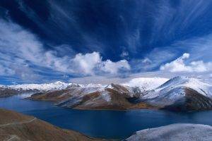 mountain, Landscape, Clouds, Lake, Snow