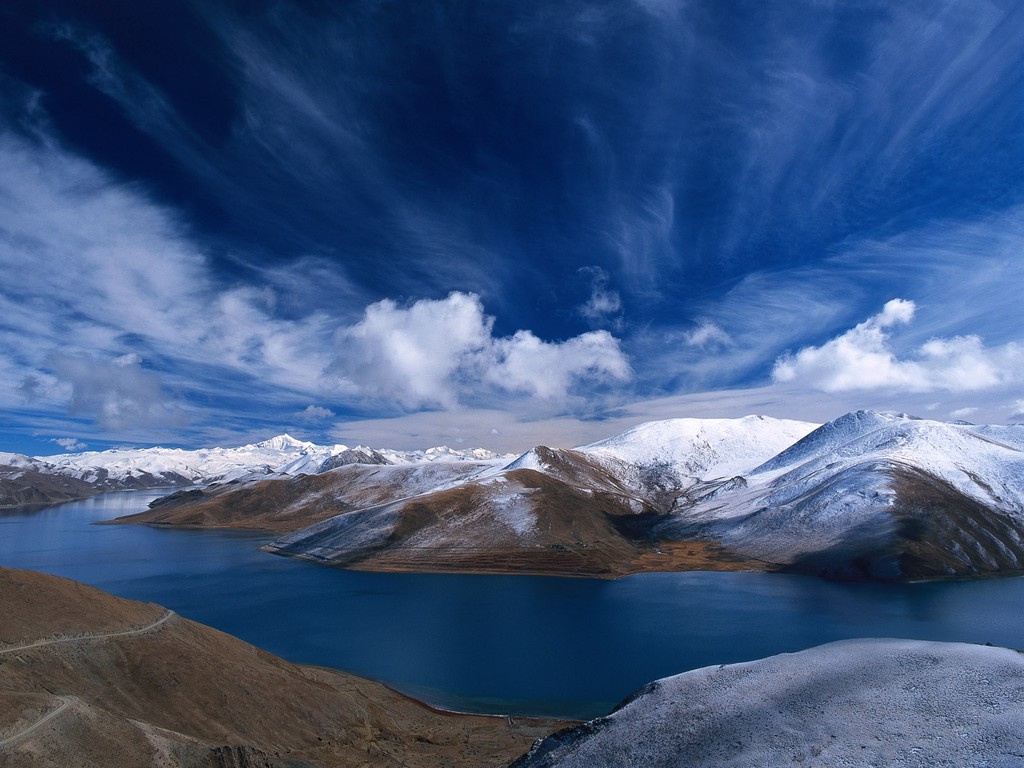 mountain, Landscape, Clouds, Lake, Snow Wallpaper