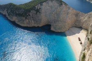 sea, Cliff, Anime, Navagio Beach, Nature, Landscape, Beach,  Zakynthos, Greece, Coast
