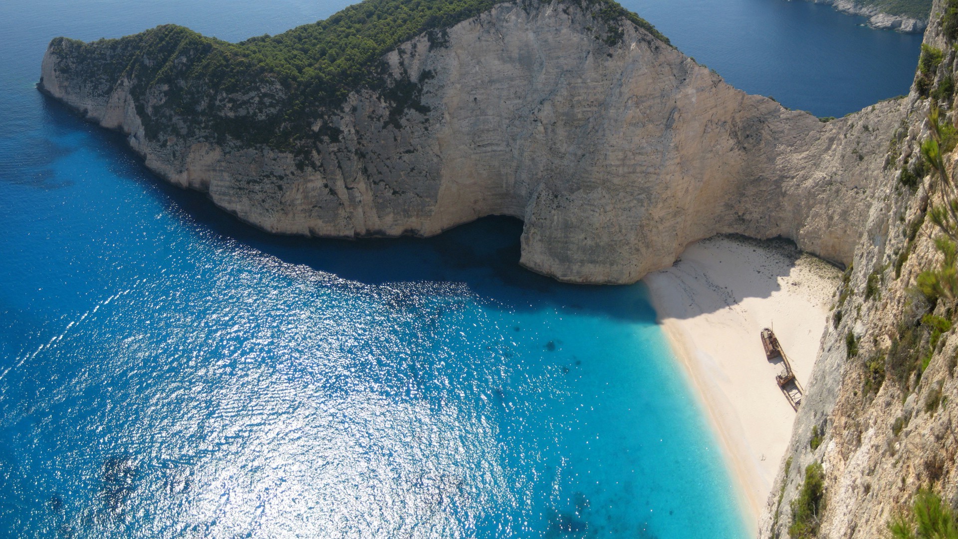 sea, Cliff, Anime, Navagio Beach, Nature, Landscape, Beach,  Zakynthos, Greece, Coast Wallpaper