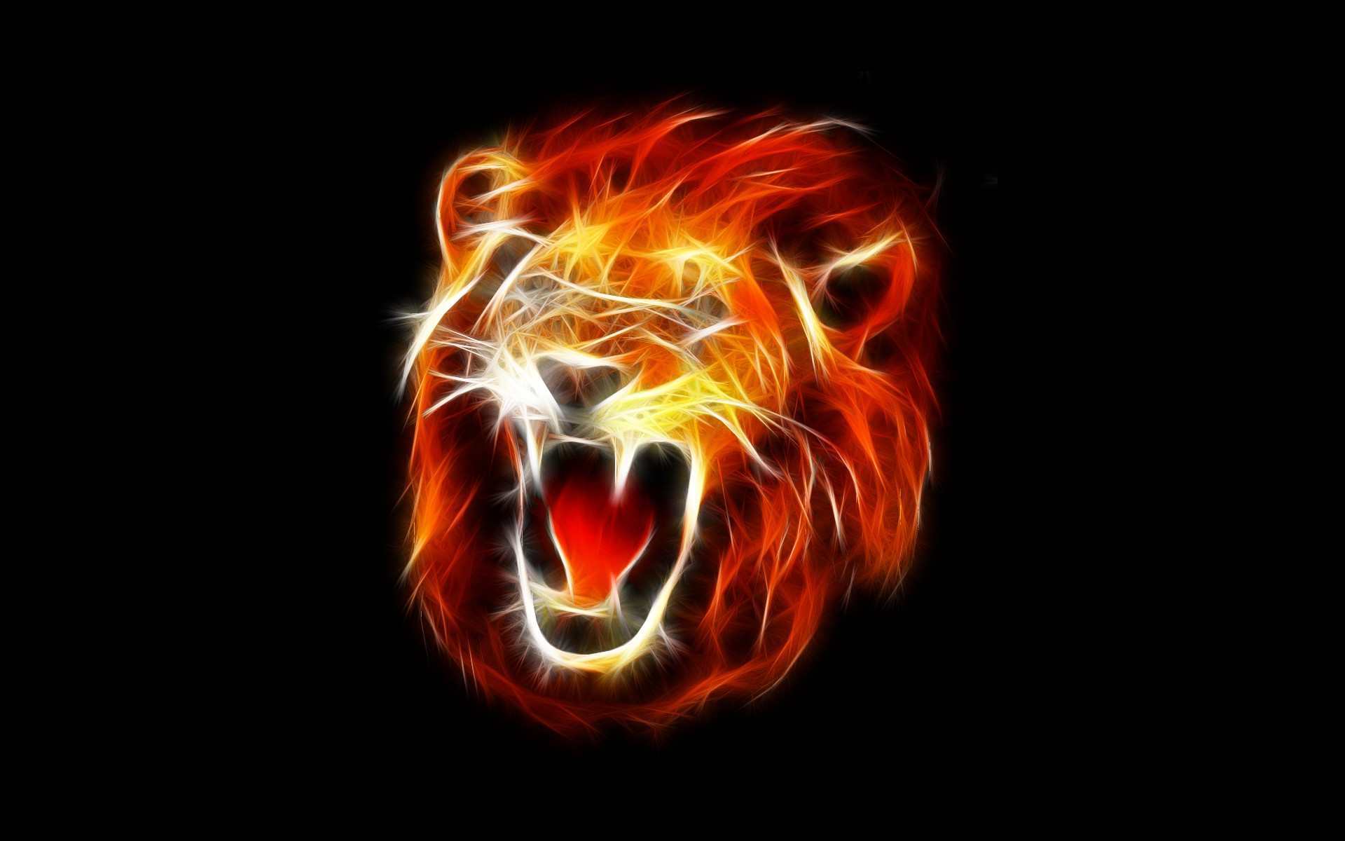 lion, Roar, Abstract Wallpaper