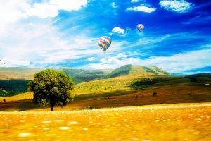 landscape, Sky, Hot Air Balloons