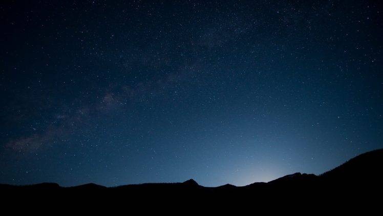 landscape, Night, Sky, Silhouette, Milky Way, Stars, Nature HD Wallpaper Desktop Background
