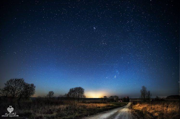landscape, Evening, Morning, Lithuania, Stars, Nebula, Clouds, Nature HD Wallpaper Desktop Background