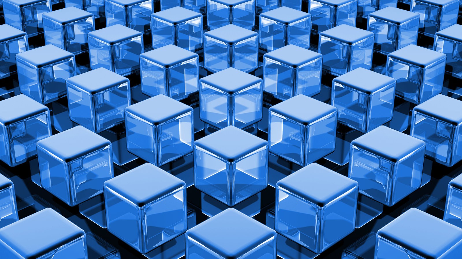 abstract, Cube, Blue Wallpaper