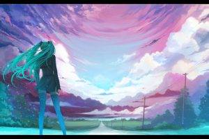 anime Girls, Vocaloid, Hatsune Miku, Sky, Horizon, Landscape
