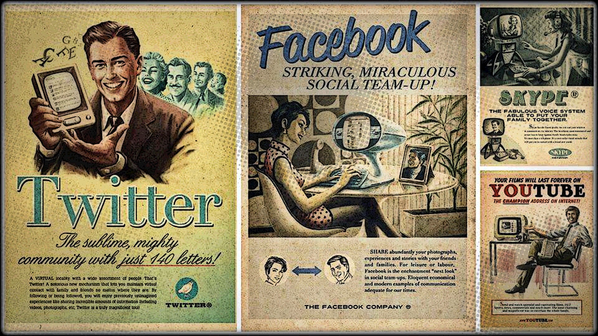 vintage, Twitter, Facebook Wallpaper