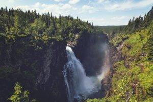 waterfall, Landscape, Forest, Rock, Valley