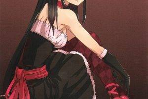Akame Ga Kill!, Akame, Anime Girls, Maid Outfit, Red Eyes, Long Hair, Black Hair