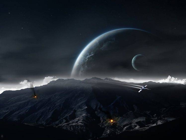Star Wars, Planet, Moon, Battle, Space Art HD Wallpaper Desktop Background