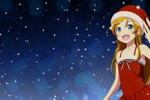 anime, Anime Girls, Santa Costume, Ore No Imouto Ga Konnani Kawaii Wake Ga Nai, Kousaka Kirino, Blonde, Blue Eyes, Christmas