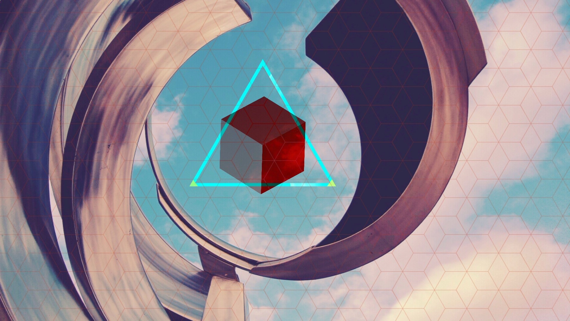 abstract, Cube, Triangle Wallpaper