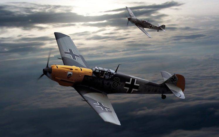 Messerschmitt, Messerschmitt Bf 109, Luftwaffe, Artwork, Military Aircraft, World War II, Germany HD Wallpaper Desktop Background