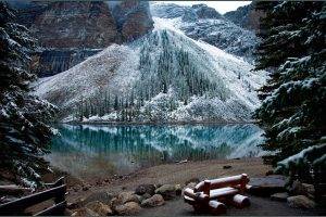 landscape, Nature, Canada, Mountain, Winter, Snow, Lake