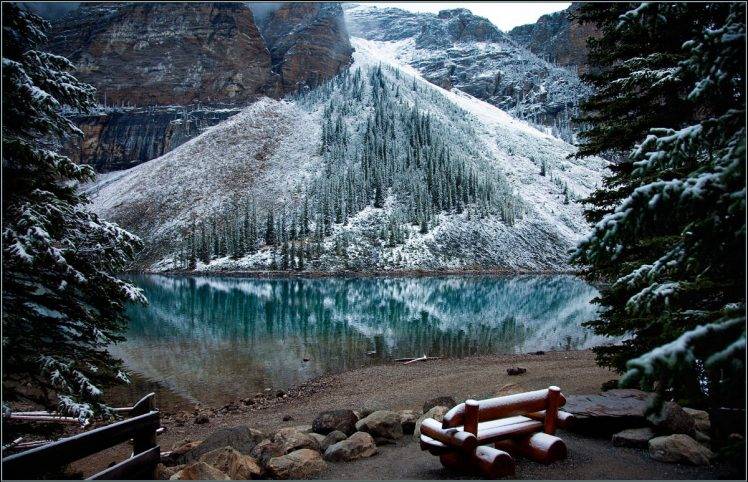 landscape, Nature, Canada, Mountain, Winter, Snow, Lake HD Wallpaper Desktop Background