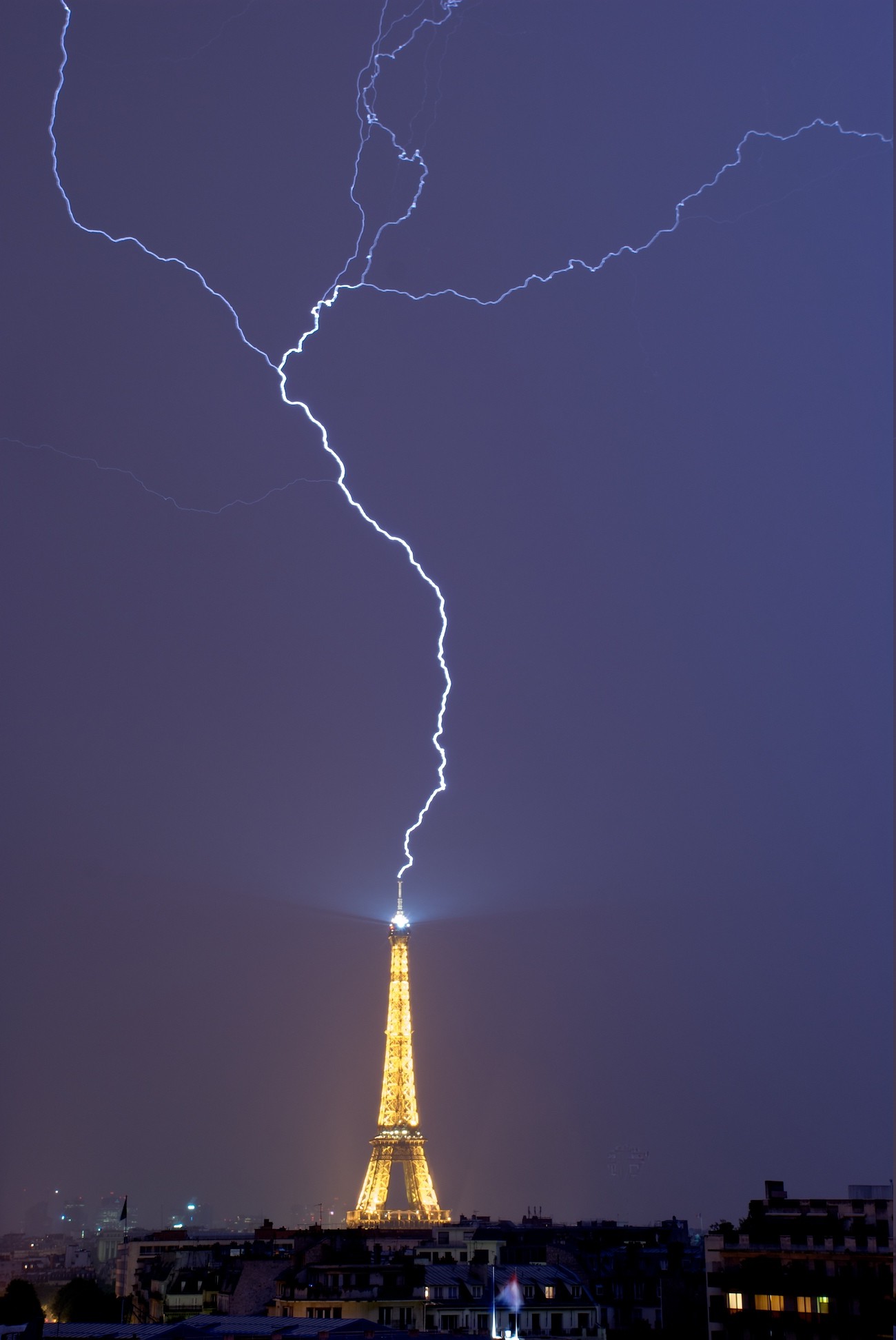 landscape, Night, Lightning, Eiffel Tower, Paris