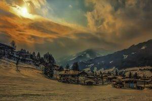 snow, Winter, Landscape, Mountain, Digital Art