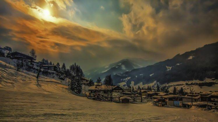 snow, Winter, Landscape, Mountain, Digital Art HD Wallpaper Desktop Background