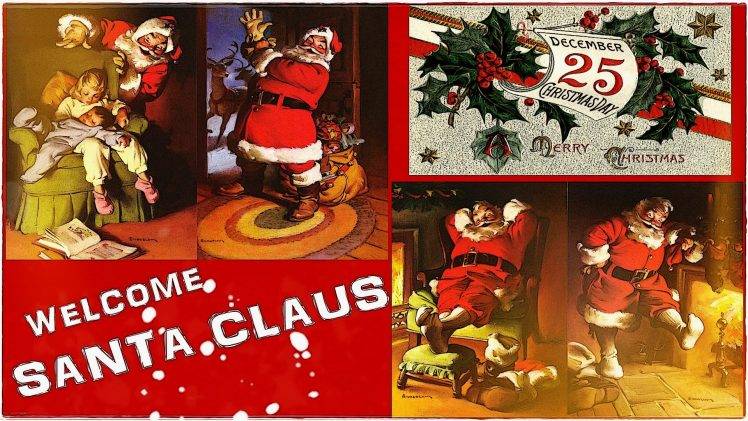 Santa Claus, Welcome Home, Christmas HD Wallpaper Desktop Background