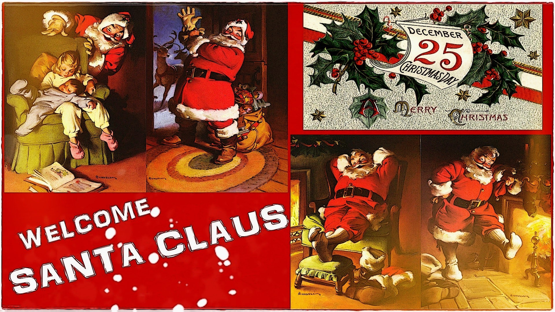 Santa Claus, Welcome Home, Christmas Wallpaper