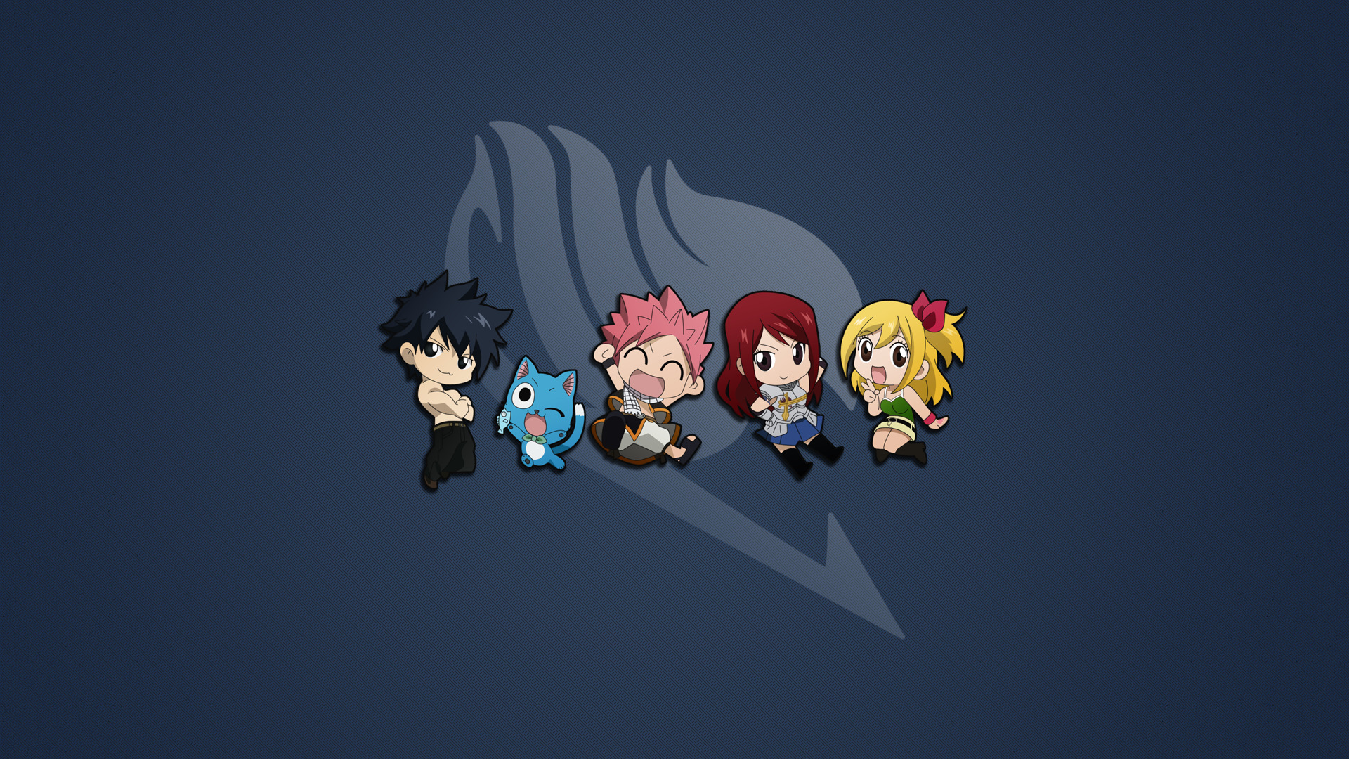 minimalism, Anime, Chibi, Fairy Tail, Heartfilia Lucy, Scarlet Erza,  Dragneel Natsu, Fullbuster Gray, Happy (Fairy Tail) Wallpapers HD / Desktop  and Mobile Backgrounds