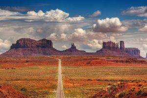 Monument Valley, Rock Formation, Desert, Clouds, Landscape