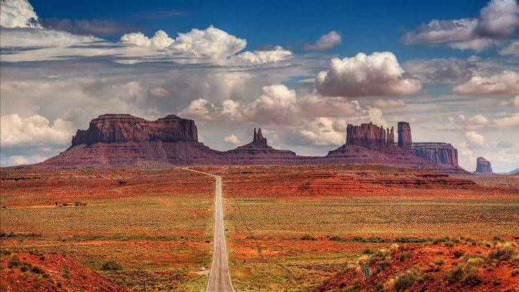 Monument Valley, Rock Formation, Desert, Clouds, Landscape HD Wallpaper Desktop Background