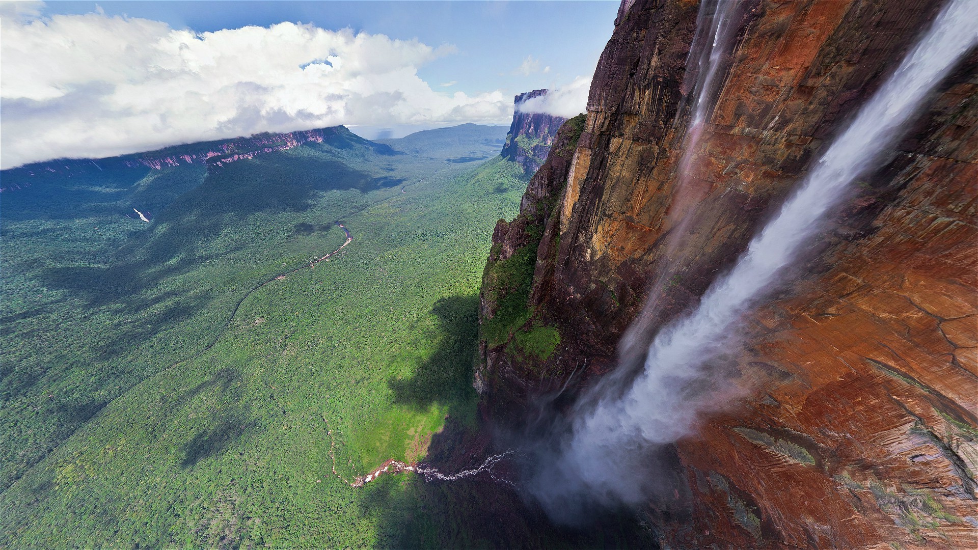 cliff, Tropical, Rock, Clouds, Trees, Tepuyes, Salto Ángel, Angel Falls, Canyon, Nature, Landscape, Mountain, Waterfall, Venezuela Wallpaper