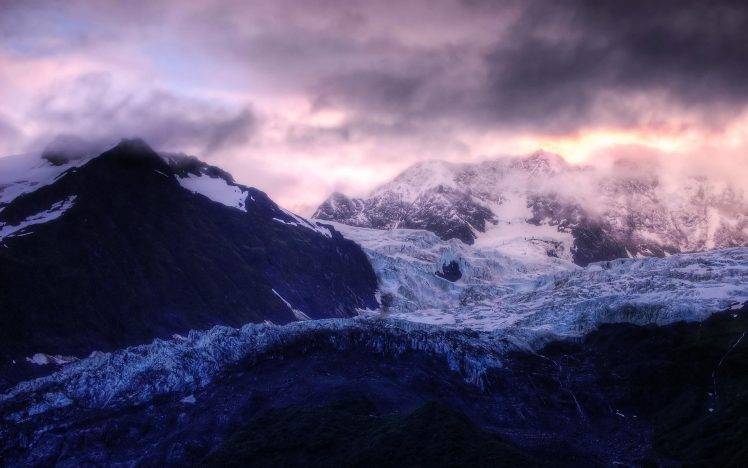 landscape, Nature, Mountain, Clouds, Winter, Glaciers HD Wallpaper Desktop Background