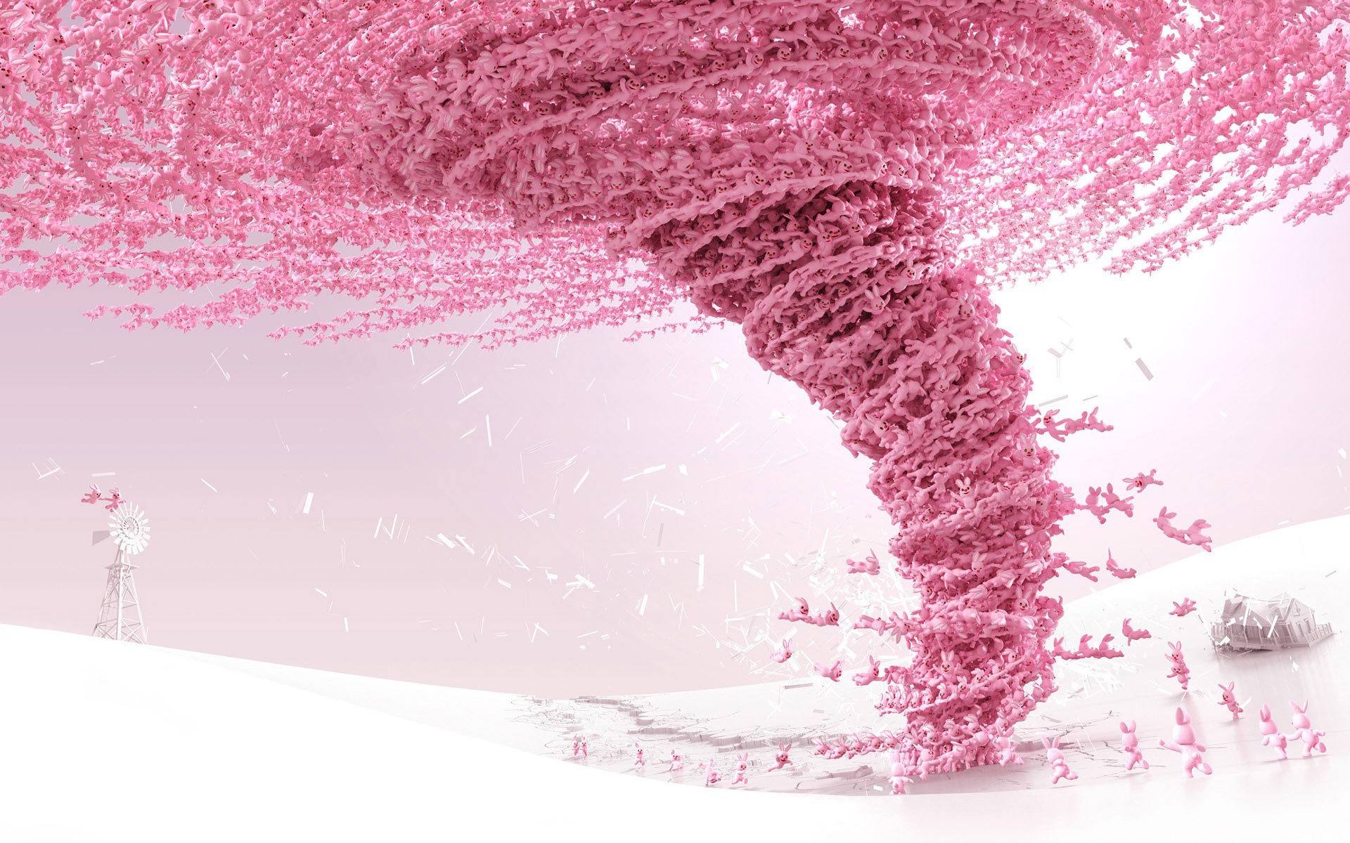 abstract, Tornado, CGI, Pink Wallpaper