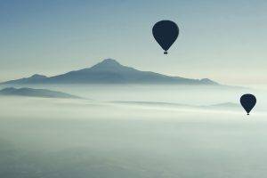 hot Air Balloons, Landscape, Mist