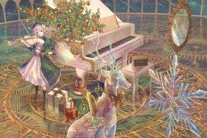 anime Girls, Anime, Piano, Christmas