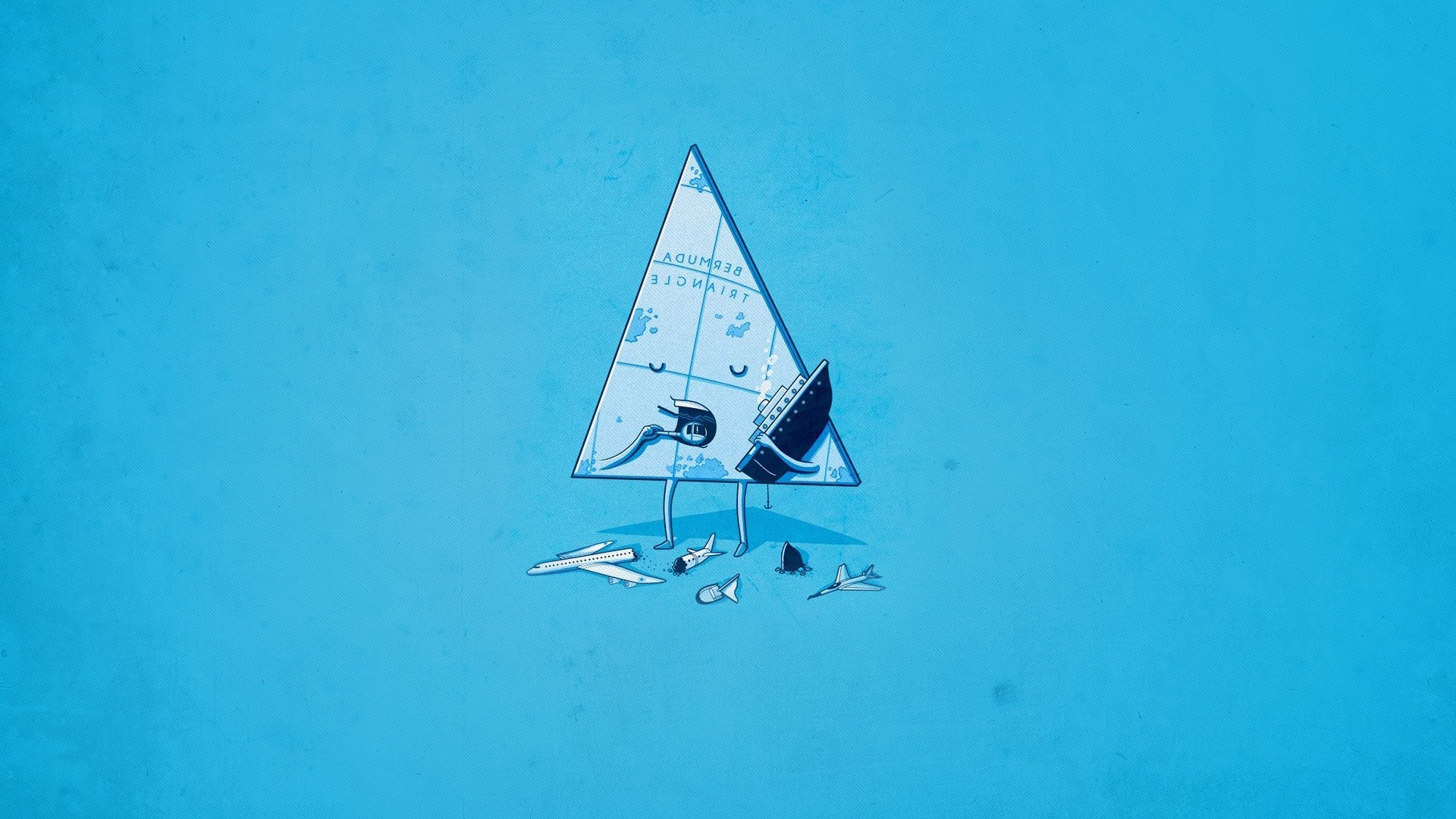 threadless, Blue, Minimalism, Simple, Triangle, Anime, Bermuda Wallpaper