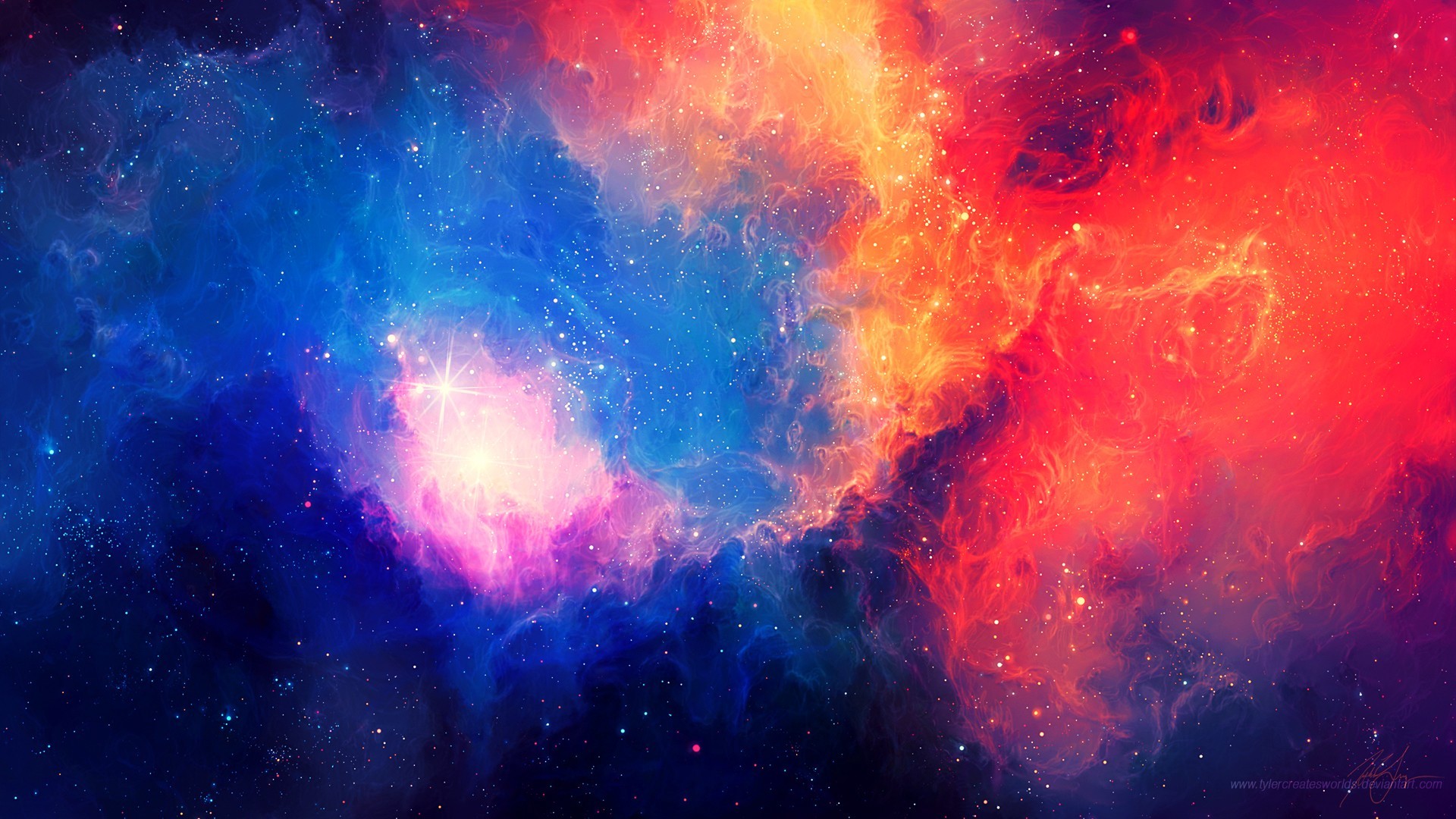 abstract, Colorful, Space, Stars, TylerCreatesWorlds, Space Art, Nebula Wallpaper