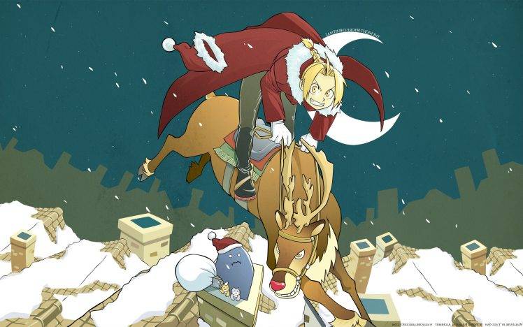 Elric Edward, Elric Alphonse, Anime, Christmas HD Wallpaper Desktop Background