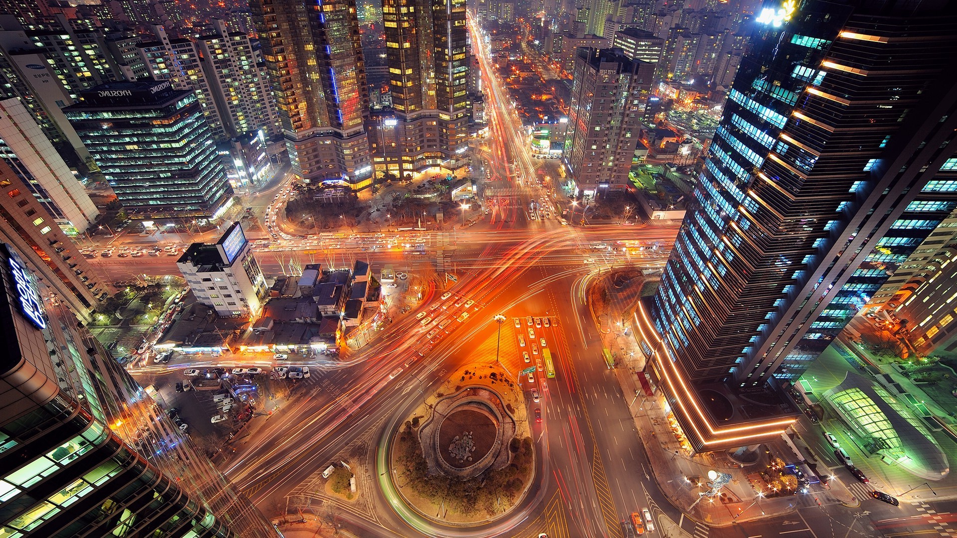 landscape, Road, Highway, City, Night, Long Exposure, Intersections, Light Trails, Seoul Wallpaper
