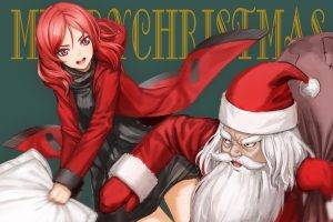 anime, Anime Girls, Christmas, Nishikino Maki, Redhead, Love Live!, Santa Claus