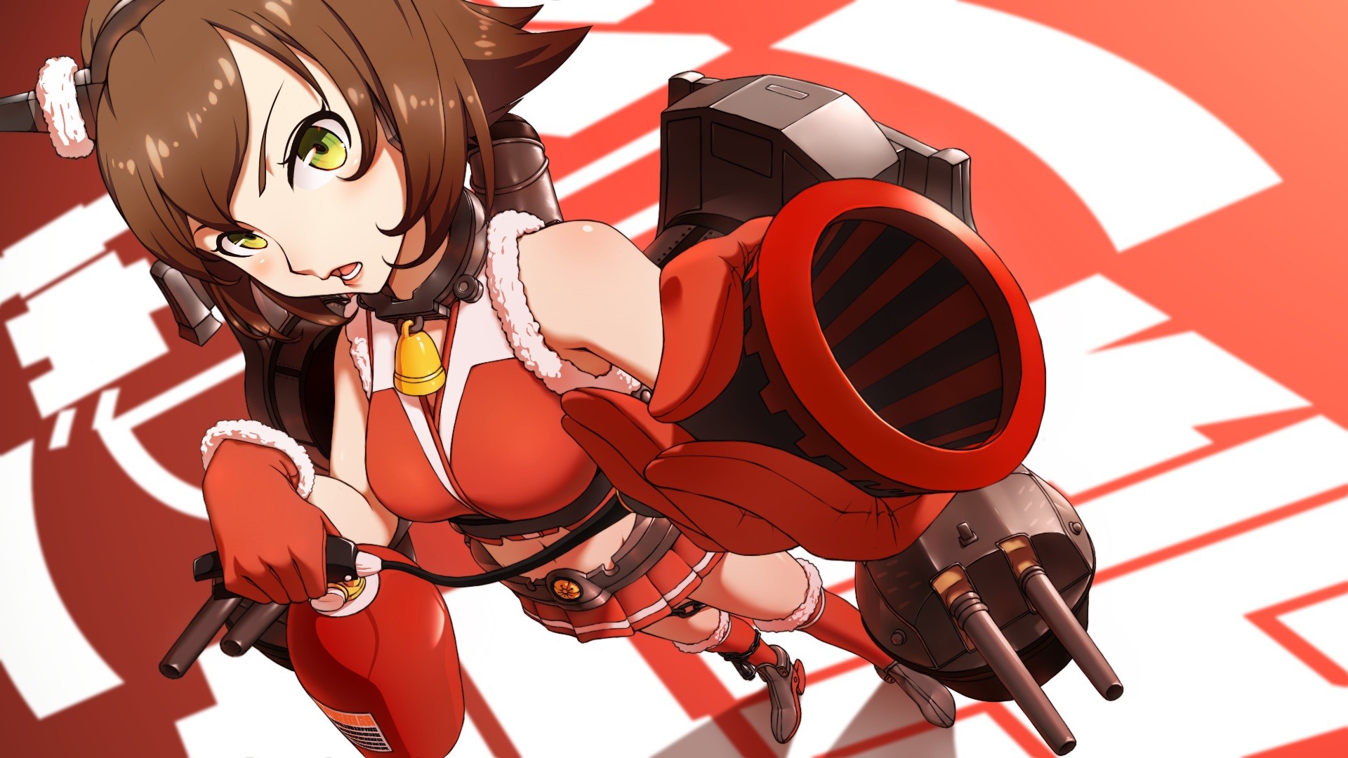 anime, Anime Girls, Christmas, Kantai Collection, Mutsu (KanColle), Brunette Wallpaper
