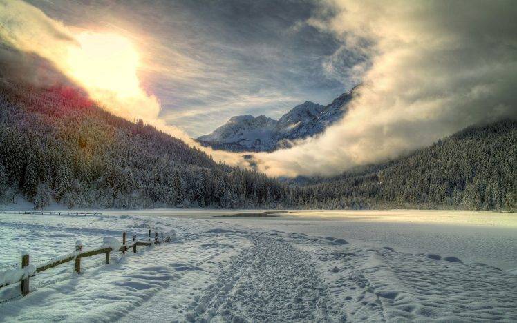 nature, Landscape, Snow, Ice, Forest, Mountain, Clouds HD Wallpaper Desktop Background