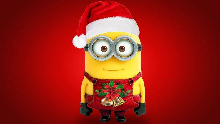 Despicable Me, Christmas, Minions, Red Background HD Wallpaper Desktop Background
