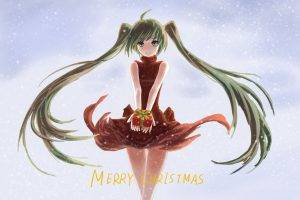 Vocaloid, Hatsune Miku, Christmas, Twintails, Long Hair, Snow Flakes, Snow, Anime Girls, Anime
