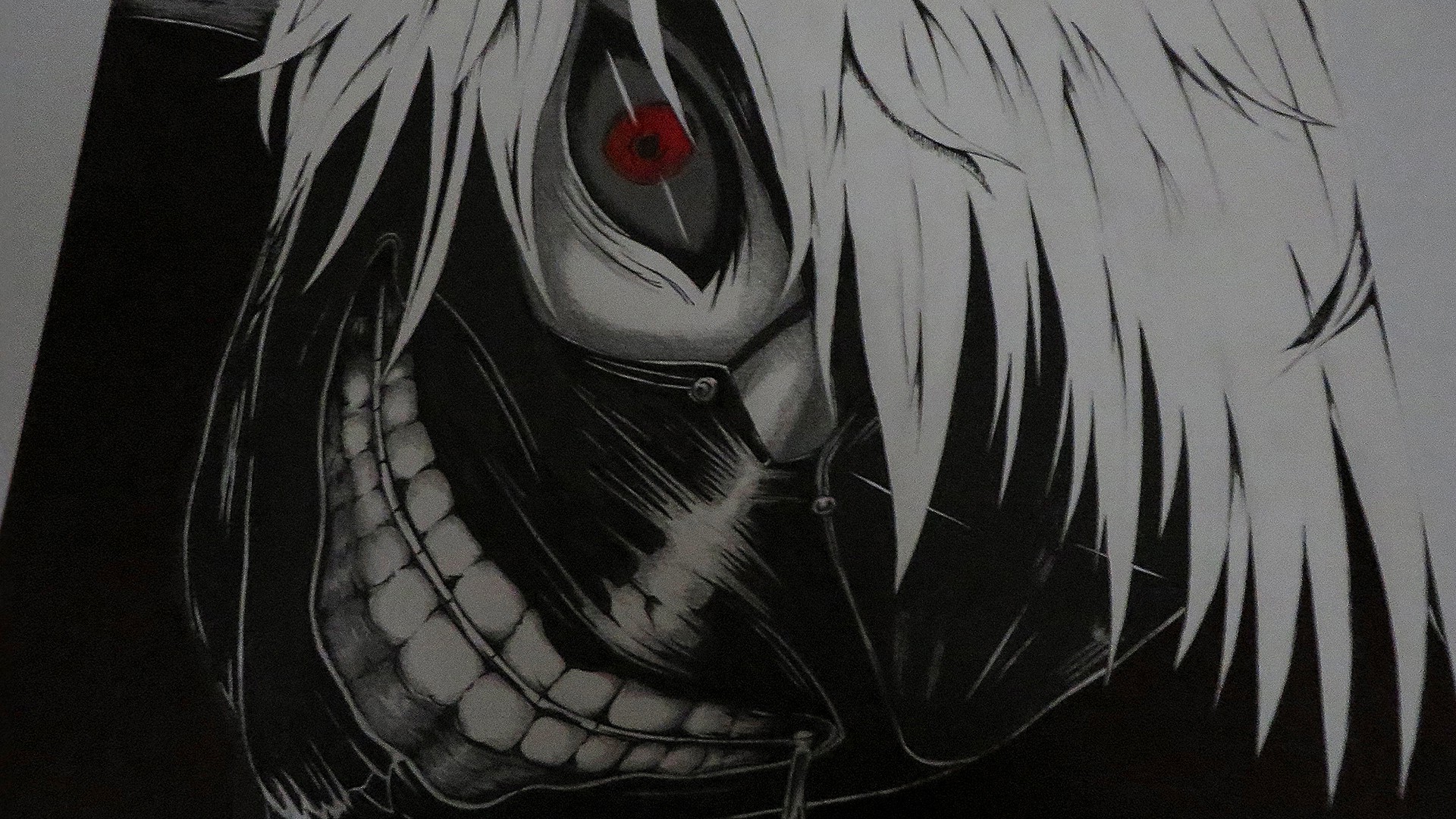 anime, Tokyo Ghoul, Kaneki Ken, Red Eyes, White Hair, Fan ...