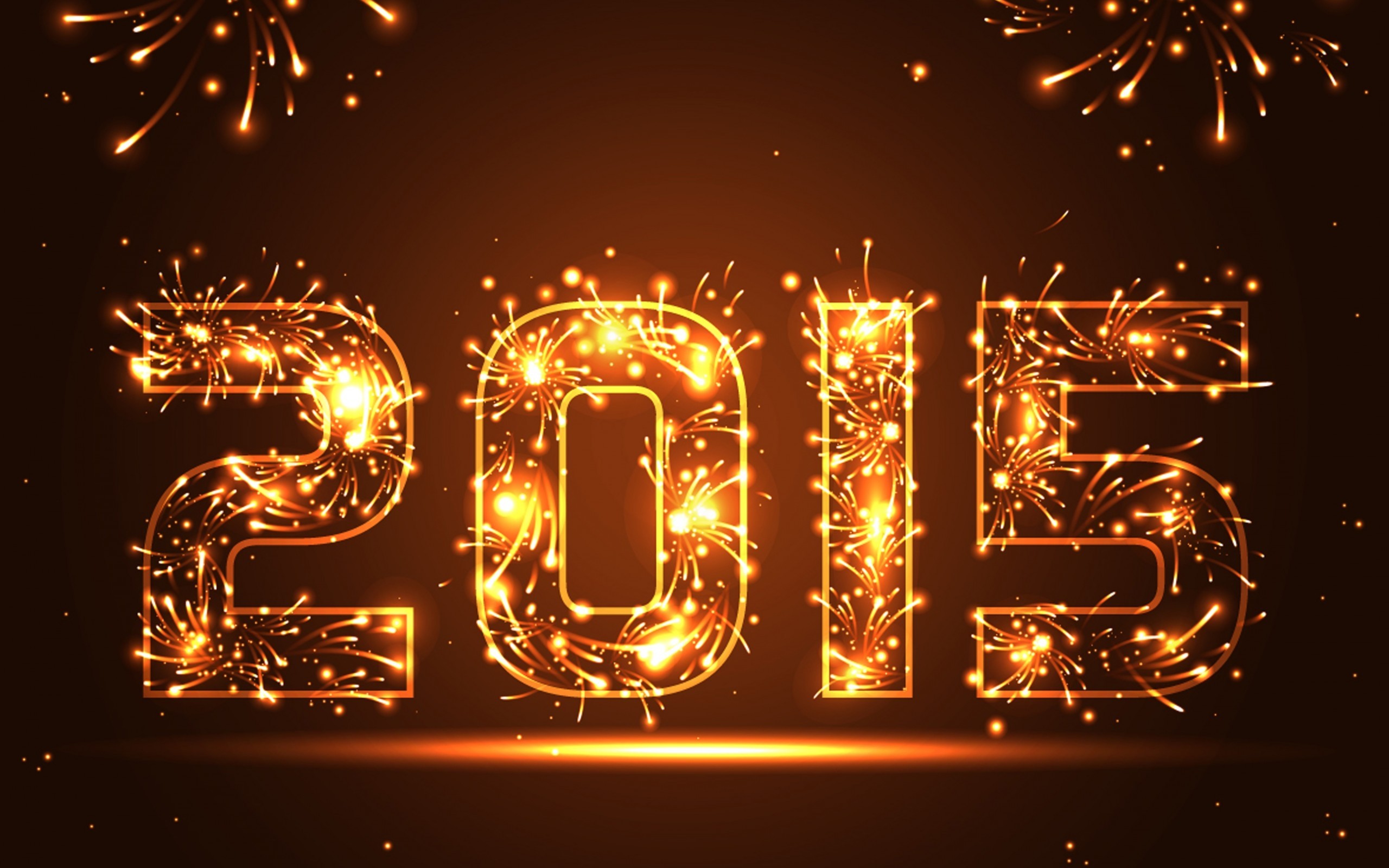 New Year, Snow, Lights, Fireworks, 2015 Wallpaper